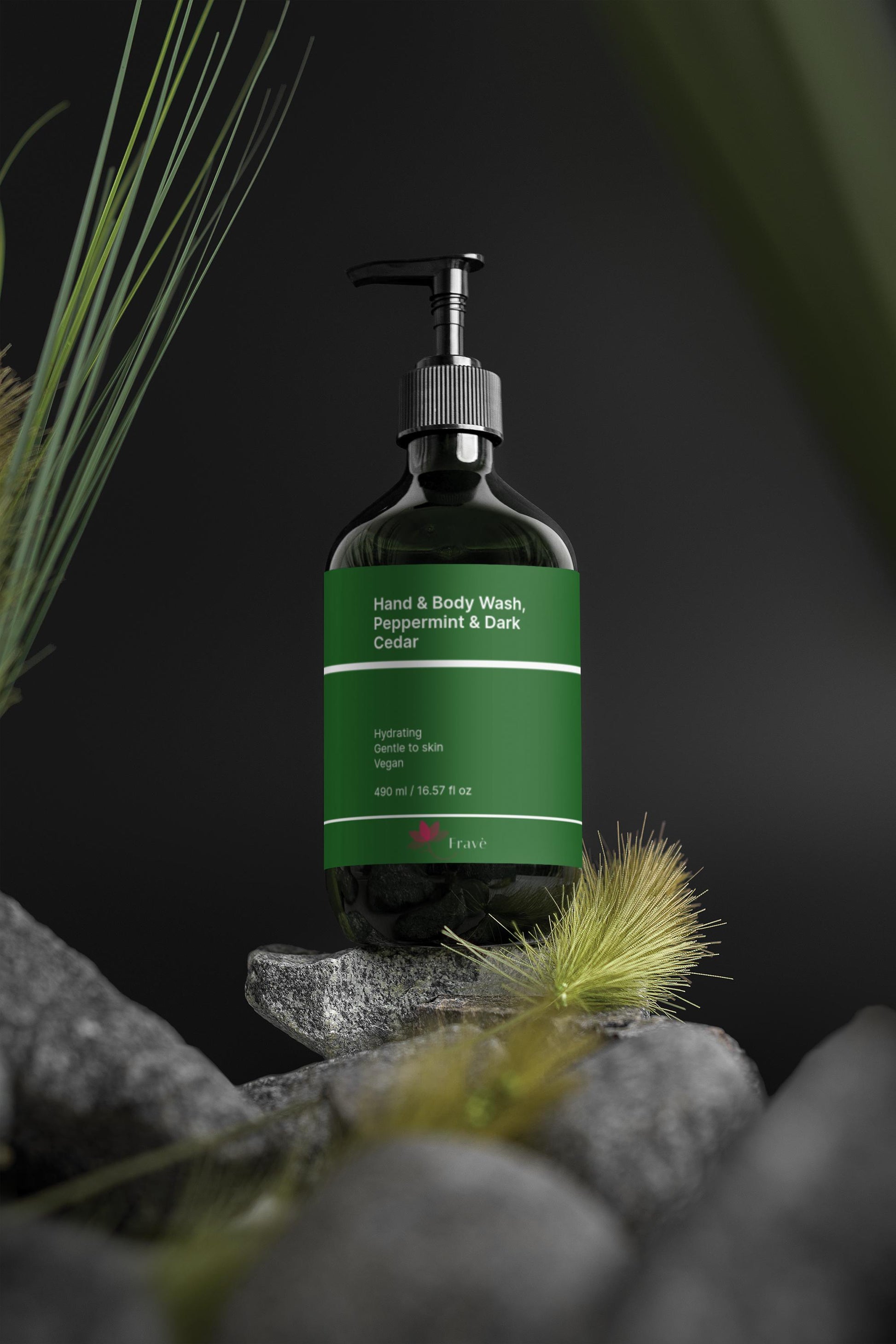 Jabón de manos y cuerpo, menta y cedro oscuro 490ml - Fravè
